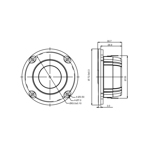 Пръстеновиден куполно диафрагмен високотонов SB Acoustics SB29RDNC-C000-4