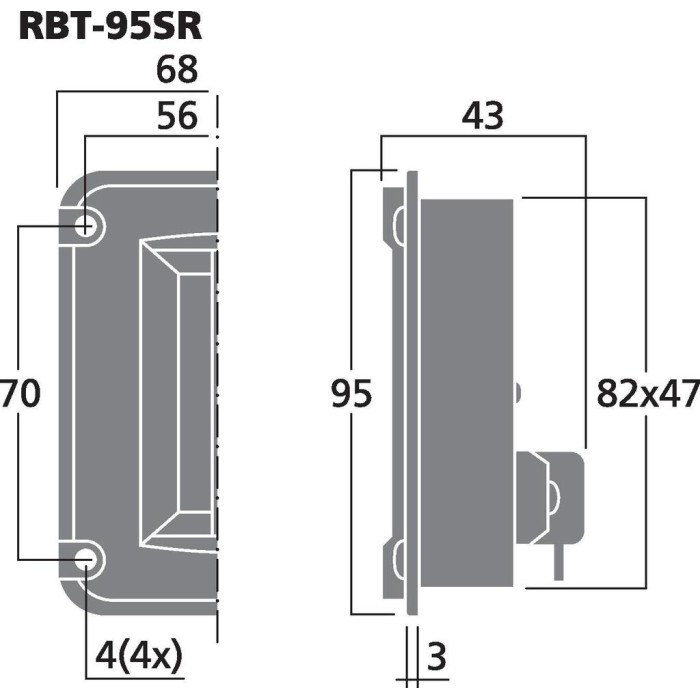 Monacor RBT-95 SR Hi-fi ribbon tweeter, 10 W, 4 Ω