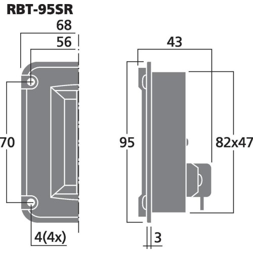 Monacor RBT-95 SR Hi-fi ribbon tweeter, 10 W, 4 Ω