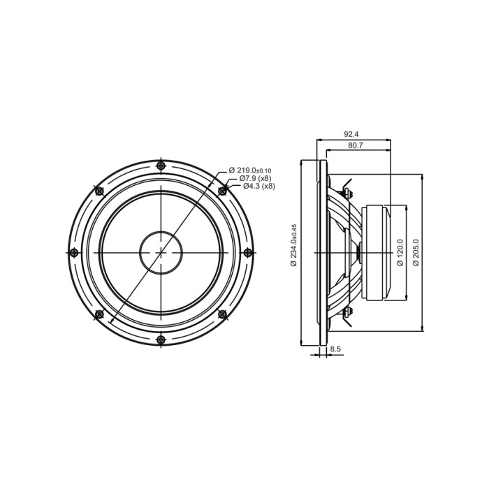 SB Acoustics SB23NRXS45-4 Norex Cone Woofer