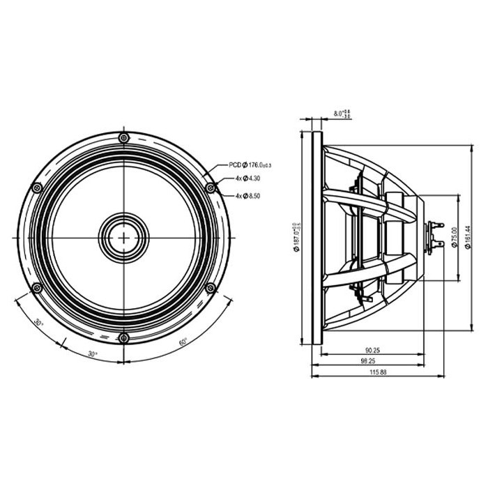 Коаксиален двулентов говорител SATORI MT19CP-8 / paper 7½″