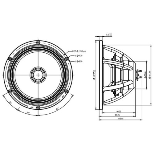 Коаксиален двулентов говорител SATORI MT19CP-8 / paper 7½″