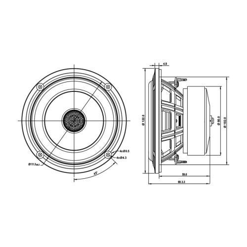 Коаксиален двулентов говорител SB Acoustics SB12PACR25-4-COAX