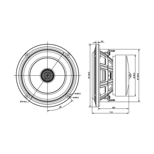 Коаксиален двулентов говорител SB Acoustics SB12PFCR25-4 coaxial