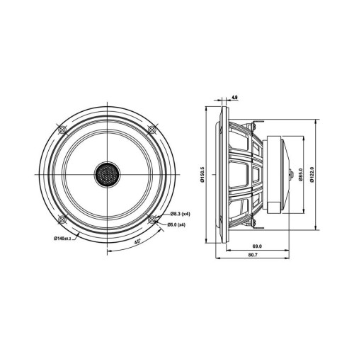Коаксиален двулентов говорител SB Acoustics SB13PFCR25-4 coaxial