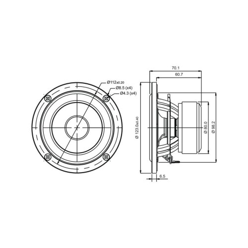 Мидбас с 4″ керамичен конус SB12CACS25-8 / Ceramic