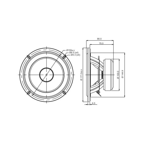 SB Acoustics SB17MFC35-4 6" Poly Cone Woofer 4 ohm