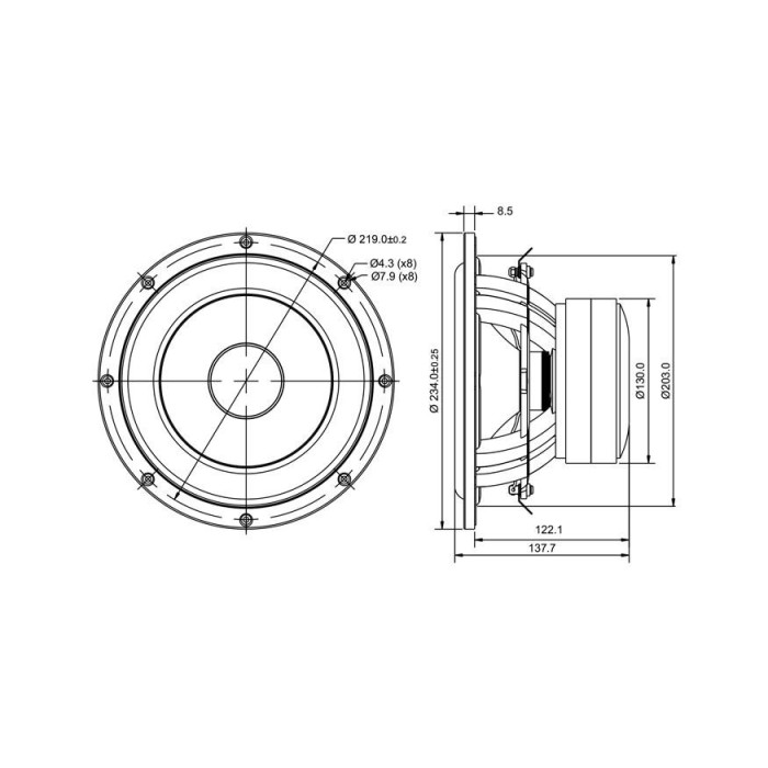 Суб-басов говорител 8″ SB Acoustics SB23MFCL45-4