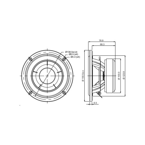 Мидбасов говорител 5″ SB Acoustics SB15NBAC30-8 / Aluminum