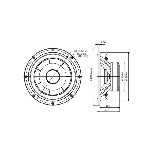 SB Acoustics SB23NBACS45-4 / Aluminum 8″