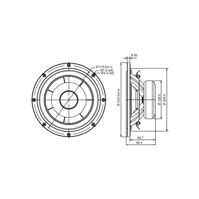 SB Acoustics SB23NBACS45-8 / Aluminum 8″