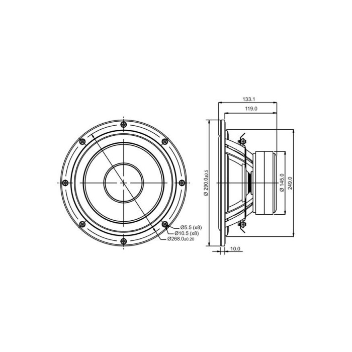 HIFI басов говорител 10″ SB Acoustics SB29NRX75-8