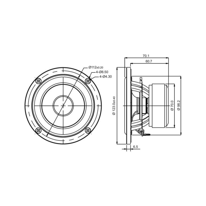 Мидбасов говорител 4″ SB Acoustics SB12NRX25-4