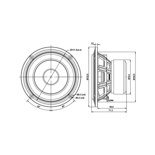 SB Acoustics SB12PFCR25-4 4'' Paper Cone Woofer
