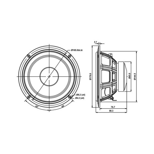 SB Acoustics SB16PFCR25-4 6" Paper Cone Mid Woofer - 4 ohm