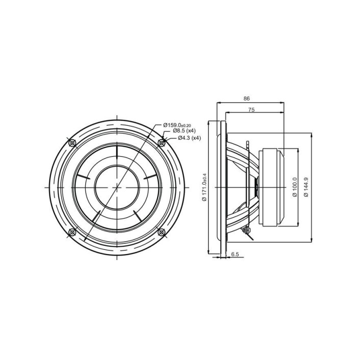 SB17CAC35-8 6" Ceramic Cone Mid-bass 8 ohms
