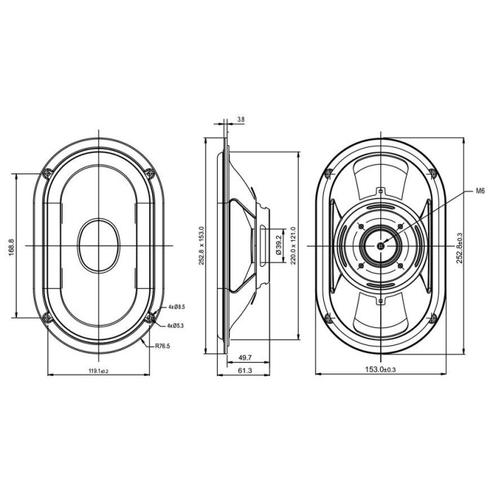 Пасивна мембрана 5″ x 8″ SB Acoustics SB15SFCR-00