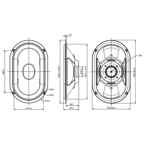 Пасивна мембрана 5″ x 8″ SB Acoustics SB15SFCR-00