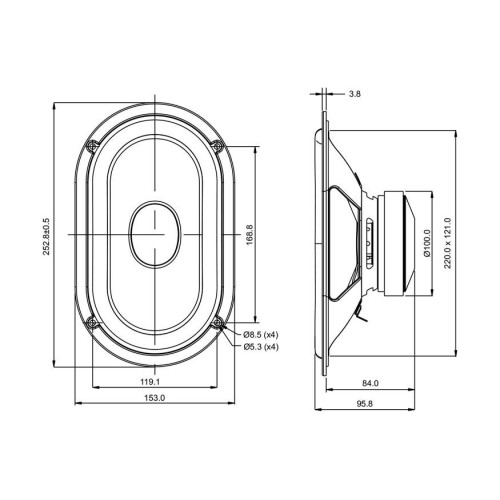 SB Acoustics SB15SFCR39-8 5x8" Paper Cone Woofer