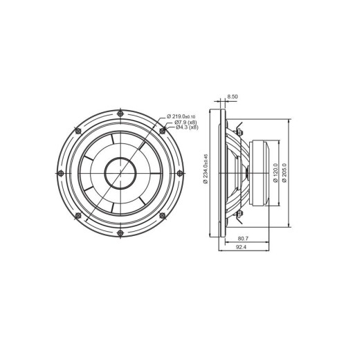 Басов говорител 8″ с керамичен конус SB23CACS45-8