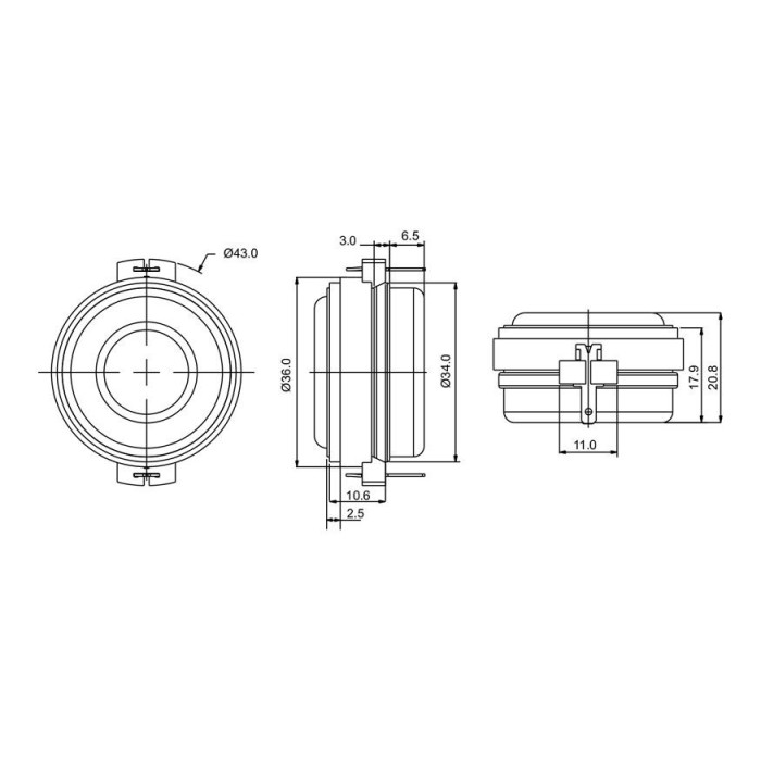 Широколентов говорител 1″ SB36WBAC21-8 / Aluminum