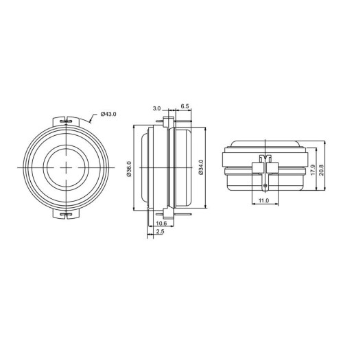 Широколентов говорител 1″ SB36WBAC21-8 / Aluminum
