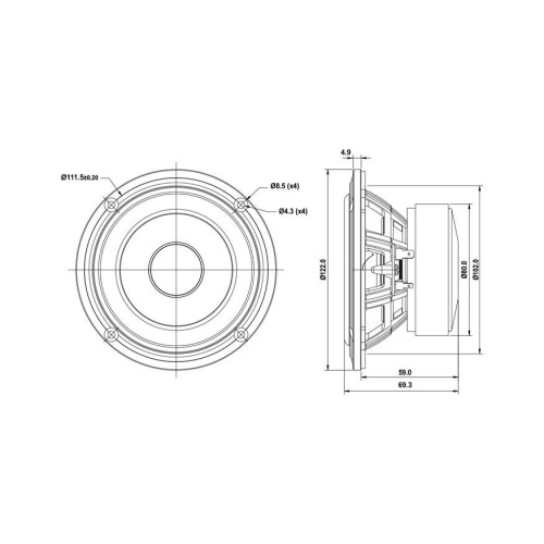 Мидбас с 4″ алуминиев конус SB12PACR25-4 / Aluminum