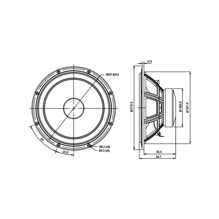 SB ACOUSTICS SB20PFCR30-8 - 8" PAPER CONE WOOFER