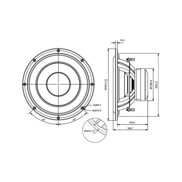 SB Acoustics SB34SWPL76-3-DV Dual Voice Coil Subwoofer