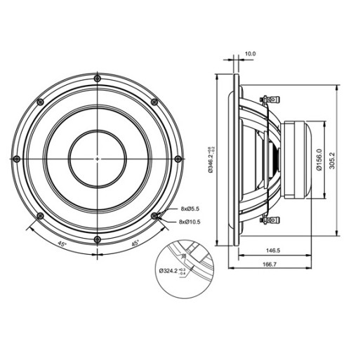 SB Acoustics SB34SWPL76-3-DV Dual Voice Coil Subwoofer