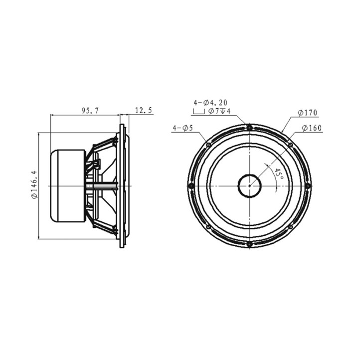 Hi-Vi L6-4R Woven Kevlar Cone Woofer with Phase Plug