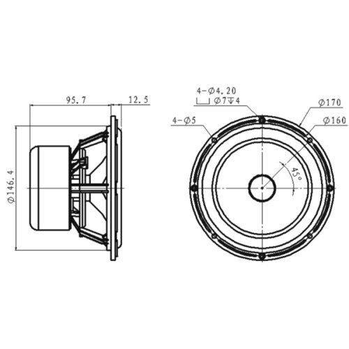Hi-Vi L6-4R Woven Kevlar Cone Woofer with Phase Plug