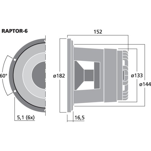 Суб-басов говорител 6″ Monacor Raptor 6