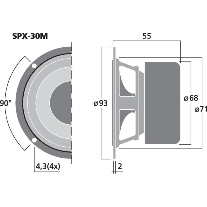 Широколентов говорител 3" Monacor SPX-30M