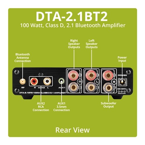 Dayton Audio DTA-2.1BT2 Class D Bluetooth Amplifier