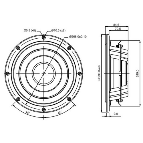 SB Acoustics SW26DBAC76-8 10" Subwoofer 8 ohm