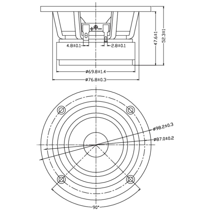 PS95-8 3-1/2" Point Source Full-Range Driver 8 Ohm