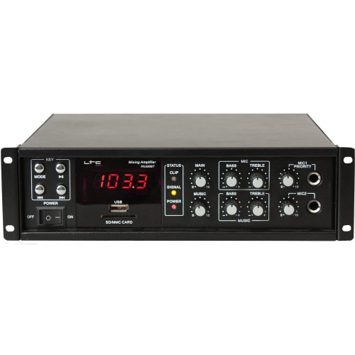 PAA80BT PUBLIC ADDRESS AMPLIFIER 80W WITH BLUETOOTH, USB-MP3 & FM TUNER