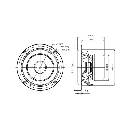 Мидбасов говорител 4″ SB Acoustics SB12NRXF25-8
