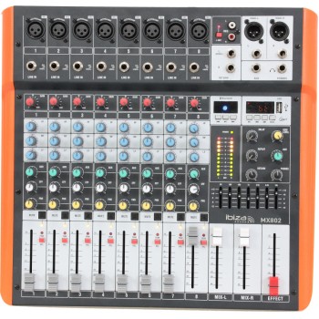 Ibiza MX802 – Осемканален, музикален миксер с USB & Bluetooth
