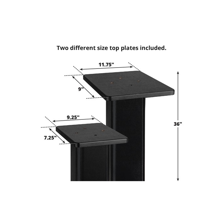Dayton Audio 36" Universal Wood Speaker Stand Pair, Black