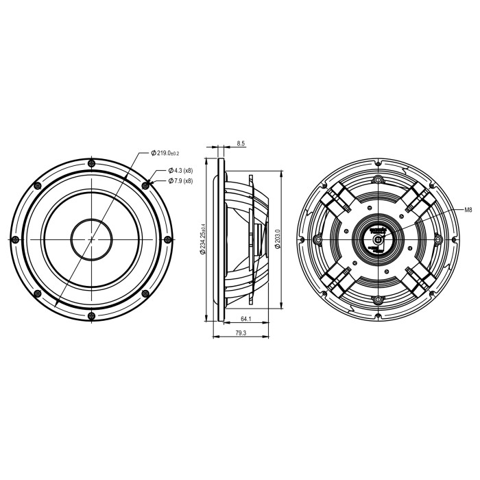 Пасивна мембрана 8″ SB Acoustics SB23MFCL-00