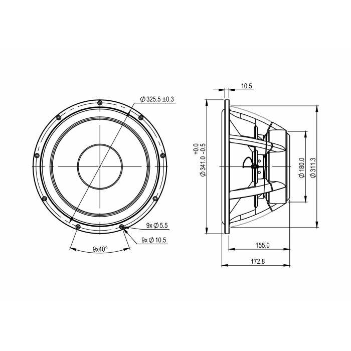 HIFI басов говорител 13.5" SATORI WO34HC-8 / Honeycomb