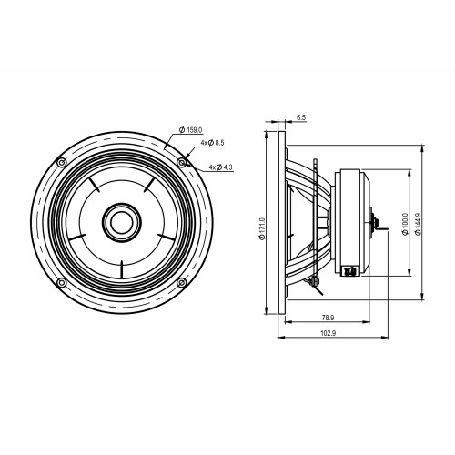 SB Acoustics SB17BAC35-8-COAX coaxial two-way speaker / aluminum